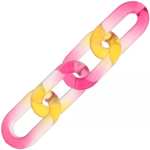 Maglia ovale in acrilico 39x23 mm bicolore trasparente - Rosa - Arancione x1
