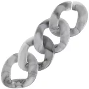 Maglia ovale ritorta in acrilico 40x33 mm - Grigio marmorizzato - Nero x1