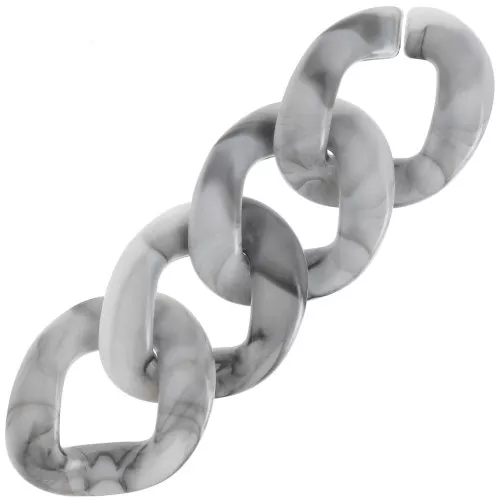 Maglia ovale ritorta in acrilico 40x33 mm - Grigio marmorizzato - Nero x1