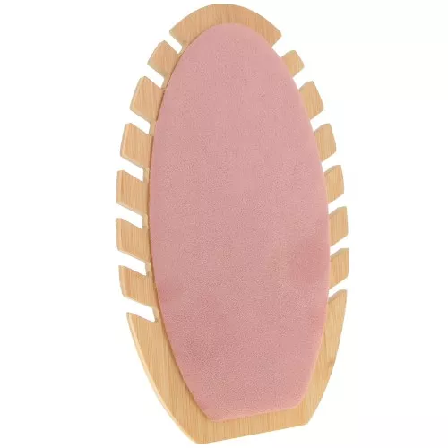 Portagioie per collana - forma ovale 27,5x16cm Bambù - Camoscio rosa x1