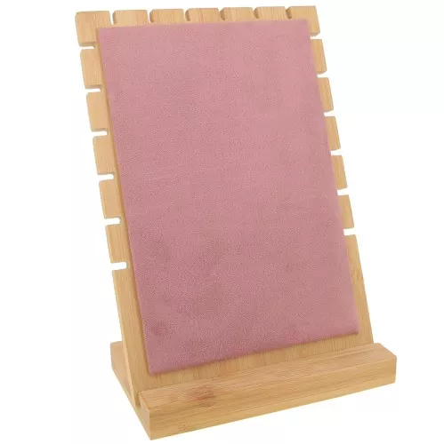 Scatola portagioie per collana - forma rettangolare 25x17 cm in bambù - camoscio rosa x1