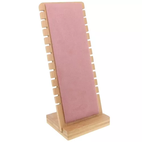 Portagioie per collana - forma rettangolare 27x11cm Bamboo - Rosa Suede x1