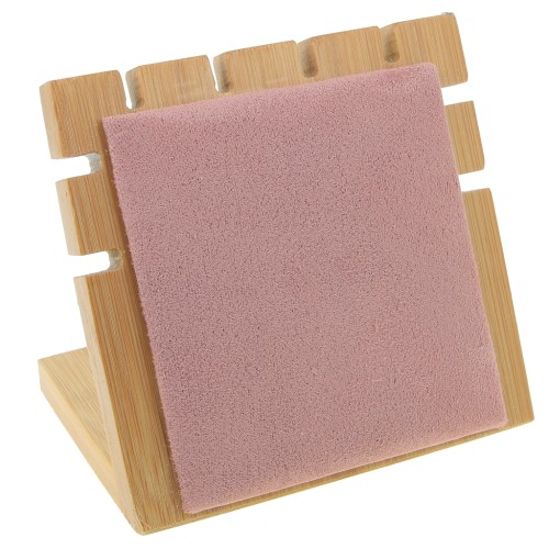 Piccolo portagioie per collana - forma quadrata 10x11 cm Bamboo - Rosa Suede x1