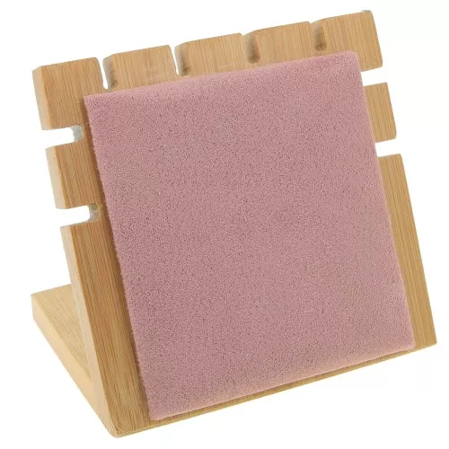 Piccolo portagioie per collana - forma quadrata 10x11 cm Bamboo - Rosa Suede x1