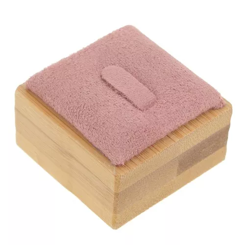 Portagioie - Porta anelli con linguetta 40x40 mm - Bambù - Camoscio rosa x1