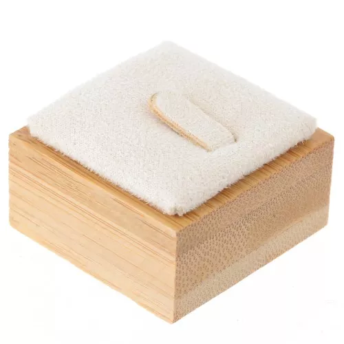 Portagioie - Porta anelli con linguetta 40x40 mm - Bambù - Suede Beige x1