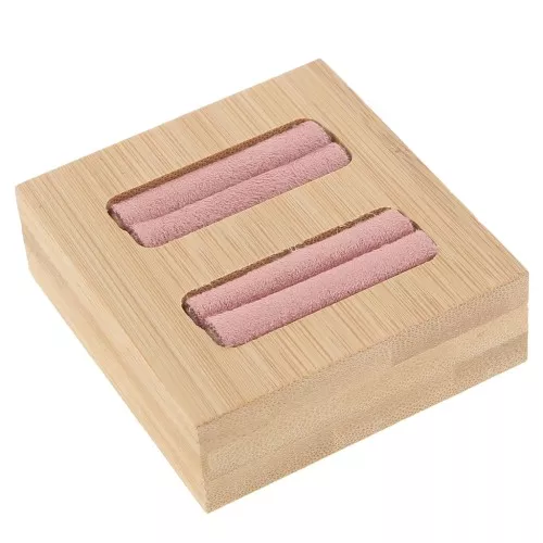 Portagioie - mini vassoio per 2 anelli 60x65 mm - Bambù - Camoscio rosa x1