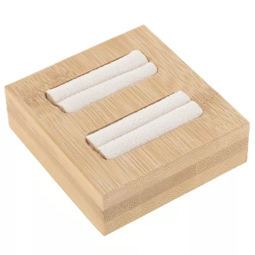 Portagioie - mini vassoio per 2 anelli 60x65 mm - Bambù - Suede Beige x1