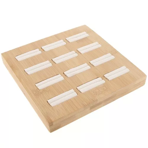 Portagioie - vassoio per 12 anelli 16x16 cm - Bambù - Suede Beige x1