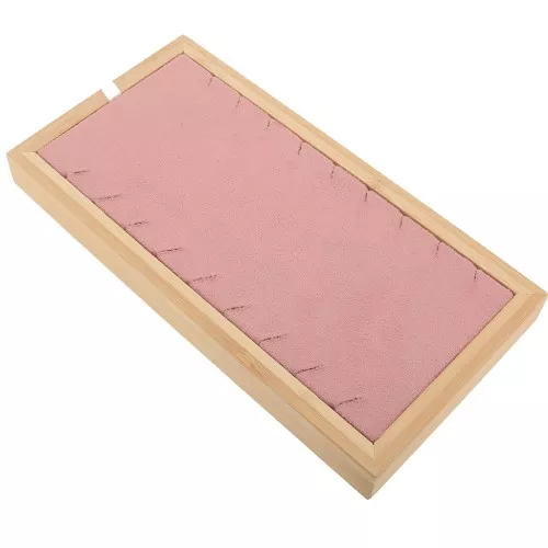 Portagioie per collane - vassoio 9 collane 22x11 cm Bamboo - Suede Pink x1