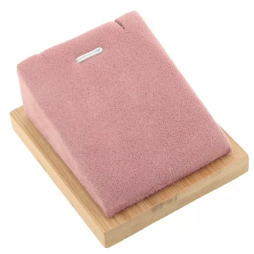 Portacollane - rettangolo obliquo - 7,5x6 cm Bambù - Camoscio rosa x1