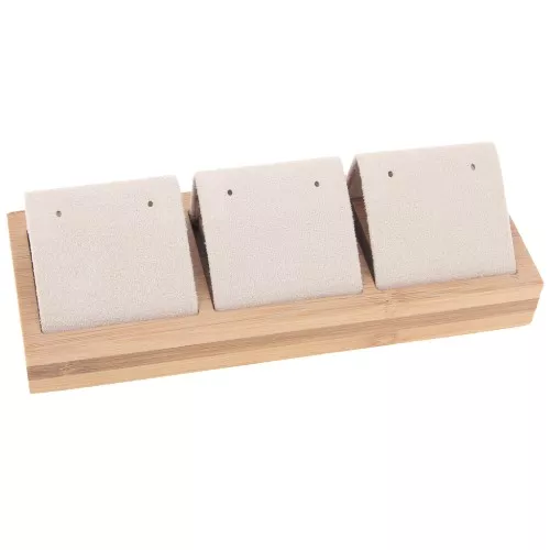 Portaorecchini triplo 16x6 cm - Bambù - Suede Beige x1