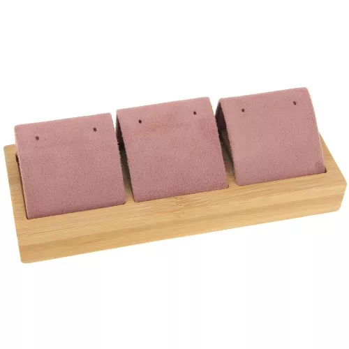 Portaorecchini triplo 16x6 cm - Bambù - Camoscio rosa x1