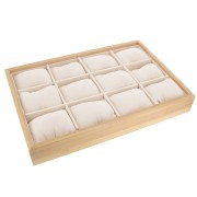 Espositore per orologi e bracciali - 12 cuscini - 35x24cm Bamboo - Beige Suede x1|raw }}
