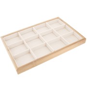 Espositore per gioielli con 12 scomparti - 35x24cm Bamboo - Suede Beige x1|raw }}