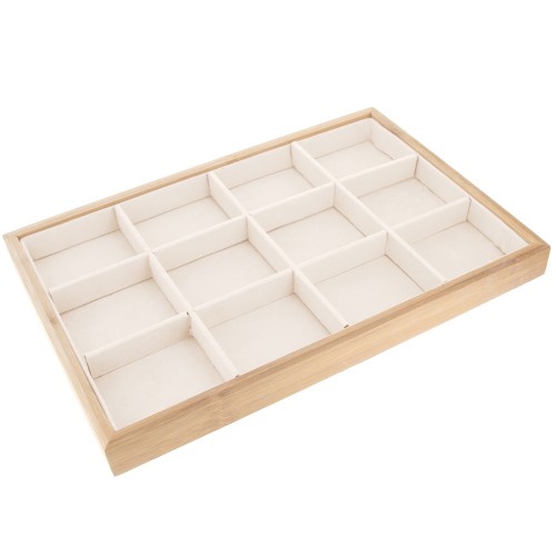Espositore per gioielli con 12 scomparti - 35x24cm Bamboo - Suede Beige x1