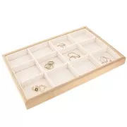 Espositore per gioielli con 12 scomparti - 35x24cm Bamboo - Suede Beige x1