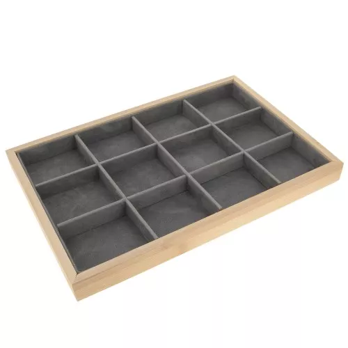 Espositore per gioielli con 12 scomparti - 35x24cm Bambù - Grigio scamosciato x1