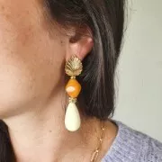 Perla di resina opaca 26x14 mm - Giallo x1