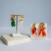 Zecchini con petali di fiori curvi da 17 mm -in acrilico - Oro x4