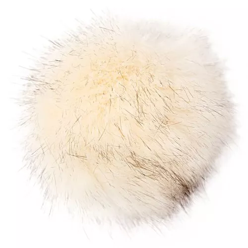 Pompon di pelliccia sintetica 10 cm - Crema - Nero x1