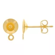 Orecchini perno semiperforati da 6 mm con anello chiuso - dorato x2
