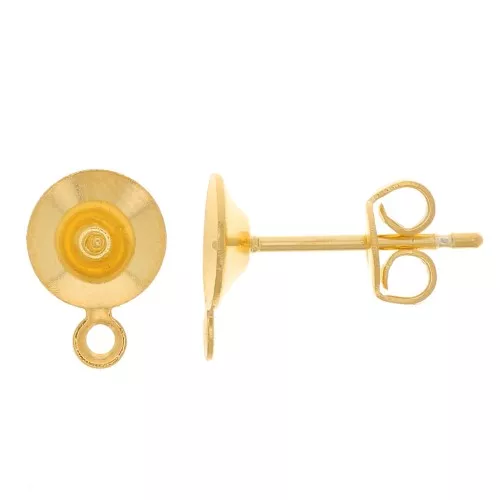 Orecchini perno semiperforati da 6 mm con anello chiuso - dorato x2