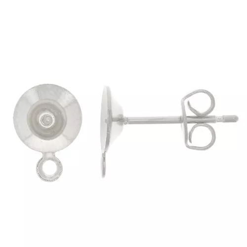Orecchini a perno semiperforati da 6 mm con anello chiuso - Placcatura fine in argento x2