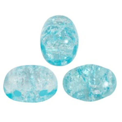 Perle in vetro Samos® di Puca® 7x5 mm New Cracked Aqua x10g