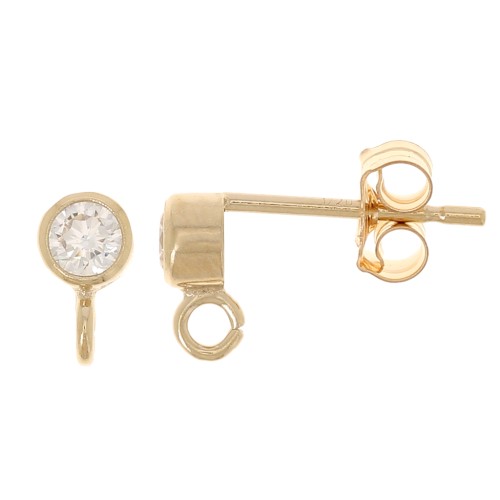 Orecchini tondi in ossido di zirconio da 3,5 mm - Gold filled x2