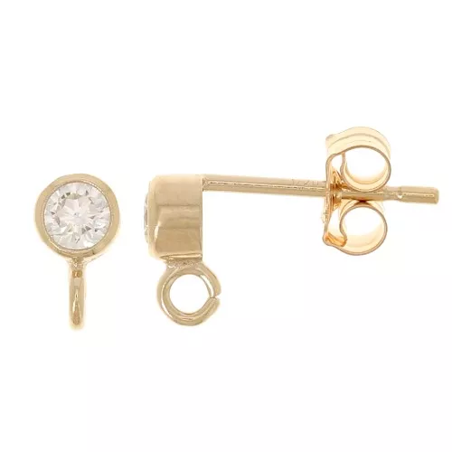 Orecchini tondi in ossido di zirconio da 3,5 mm - Gold filled x2