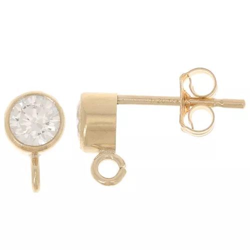 Orecchini tondi all'ossido di zirconio 4,5 mm - Gold filled x2