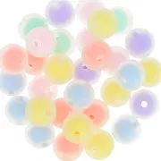 Assortimento di perline tonde effetto smerigliato 11,5 mm - Trasparente - Multi Pastello x10