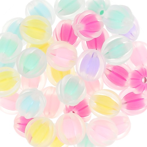 Set di perline rotonde smerigliate 12 mm - Trasparenti - Multi Pastel x8