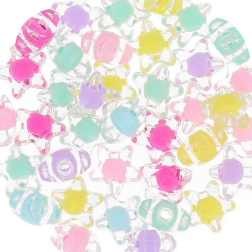 Assortimento di perle sfaccettate 11 mm - Trasparente - Multi Pastello x10