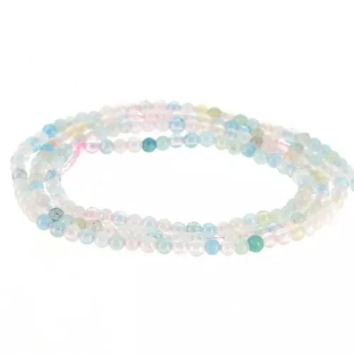 Perline rotonde da 2 mm in pietra semipreziosa - Morganite x39cm