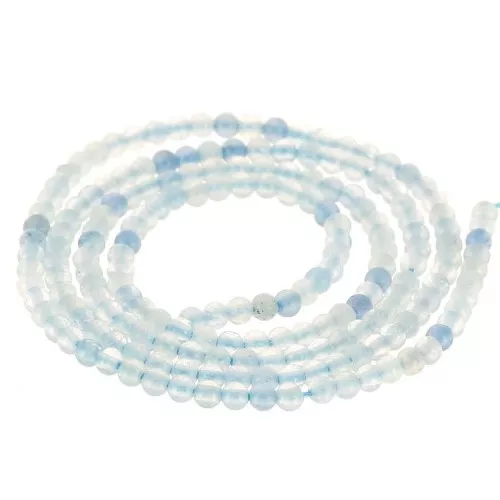 Perline rotonde da 2,5 mm in pietra semipreziosa - Acquamarina x39cm