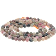 Perla rotonda sfaccettata da 3 mm in pietra semipreziosa - Rodonite x 39 cm