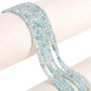 Perline sfaccettate rotonde da 3 mm in pietra semipreziosa - Acquamarina x38cm