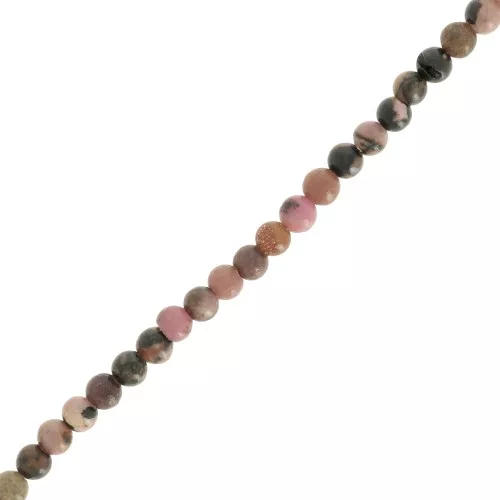 Perline rotonde da 3 mm in pietra semipreziosa - Rodonite x37cm