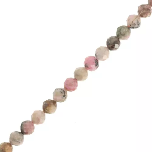 Perline sfaccettate rotonde da 4,5 mm in pietra semipreziosa - Rodonite x38cm
