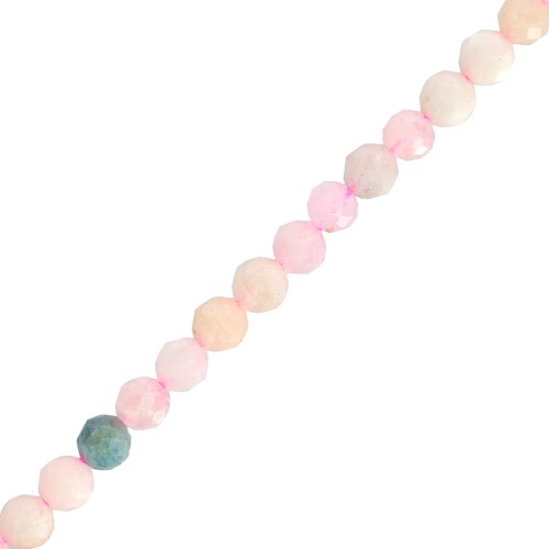 Perle sfaccettate rotonde da 4,5 mm in pietra semipreziosa - Morganite x38cm
