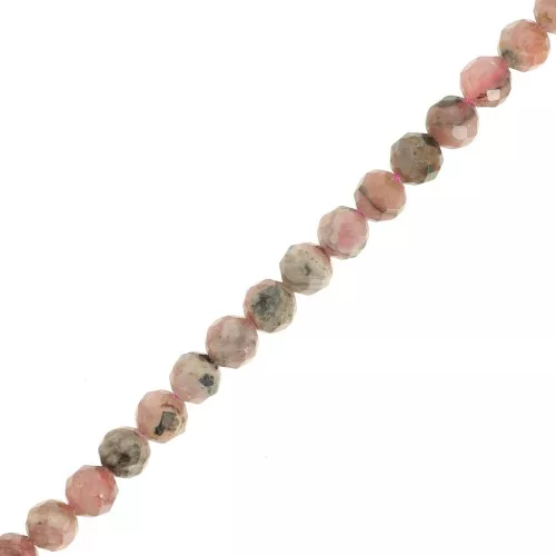 Perline sfaccettate rotonde da 4 mm in pietra semipreziosa - Rodocrosite x39cm