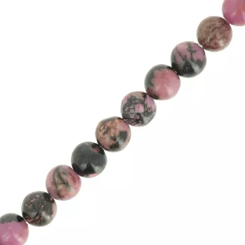 Perline rotonde 6,5 mm in pietra semipreziosa - Rodonite x37cm
