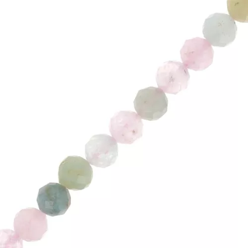 Perline sfaccettate rotonde da 6 mm in pietra semipreziosa - Morganite x38cm