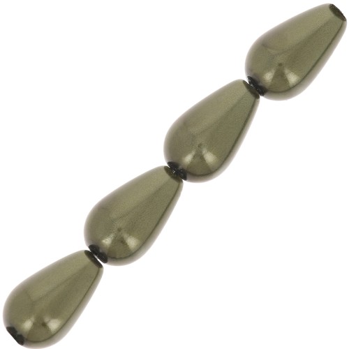 Perle Preciosa Pearshape Pearl 10x6 mm - Dark Green x10