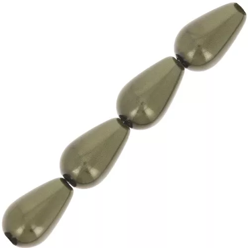 Perle Preciosa Pearshape Pearl 10x6 mm - Dark Green x10