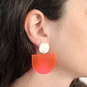 Orecchini perno quadrati a in acrilico opaco 15 mm - Bordeaux x2