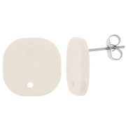 Orecchini perno quadrati a in acrilico opaco 15 mm - Crema x2|raw }}