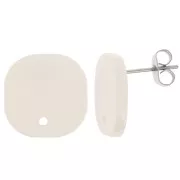 Orecchini perno quadrati a in acrilico opaco 15 mm - Crema x2